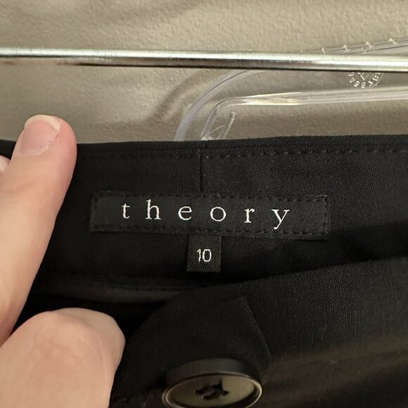 NEW THEORY rosel tailor pants trousers mid rise straight leg wool crepe black 10 - Picture 8 of 8